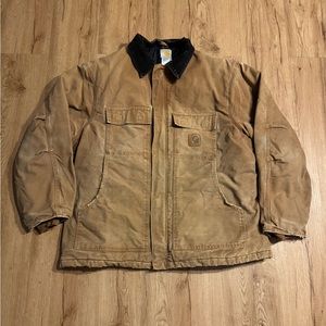 Vintage Faded Distressed Carhartt Arctic Jacket Brown Size XL.